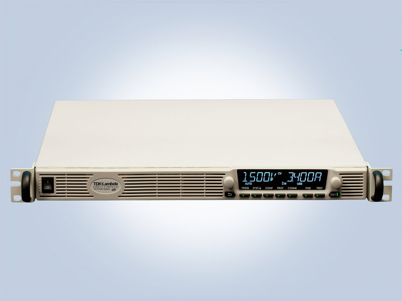 1U high programmable DC power supply series includes 5kW 1000V and 1500V models for test and development of electric vehicles with batteries greater than 600V